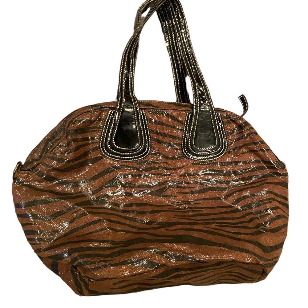 Mae & J Zebra Purse Brown & Black Shoulder Bag Tote Zebra Print Animal Print
